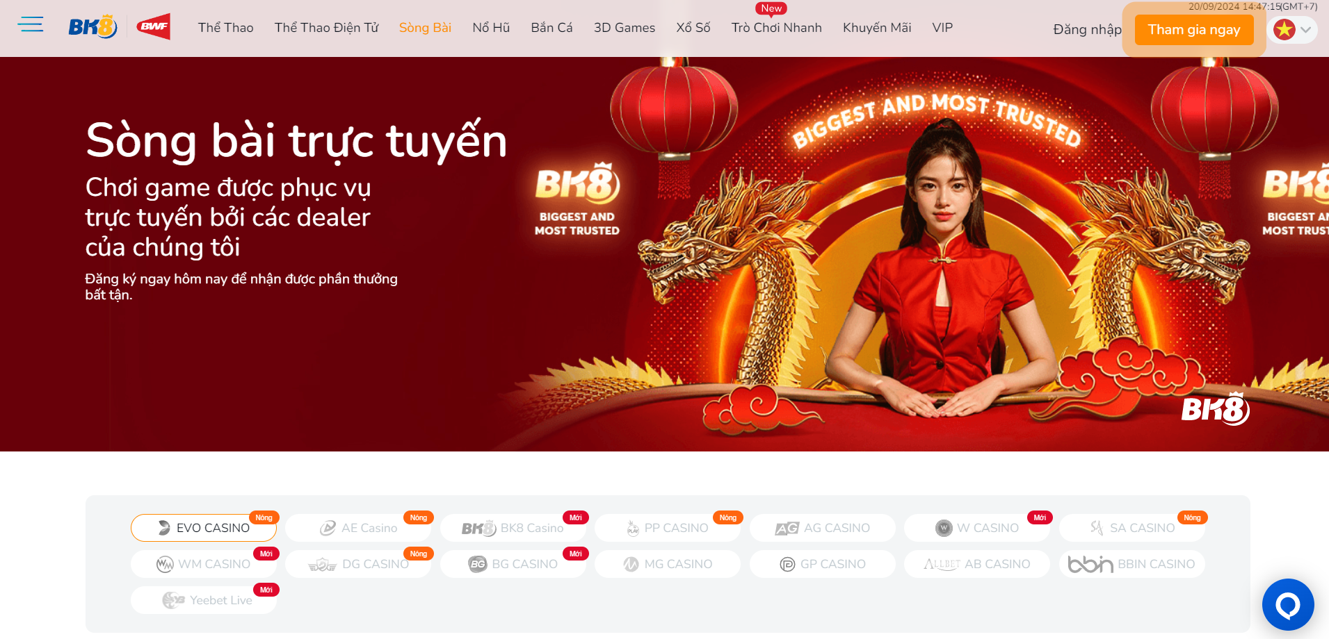 Sòng bài trực tuyến hấp dẫn của BK8